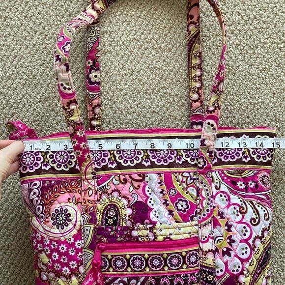 Vera Bradley Small Vera Tote Bag Magenta Retired Print Pattern Carryall Handbag - Picture 5 of 12